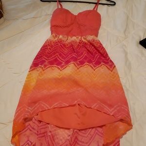 Red, pink, orange summer dress